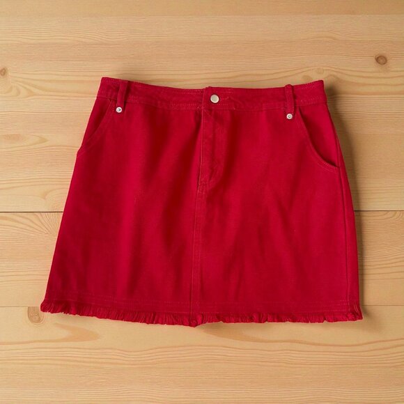 THE IMPECCABLE PIG Red Denim Skirt Size Large - Picture 1 of 6